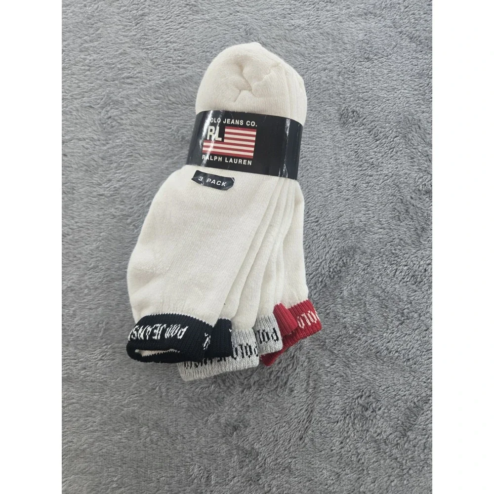 Vintage Polo Jeans Co. Ralph Lauren Men's Low Cut Ankle Socks 3 Pack Size 10-13